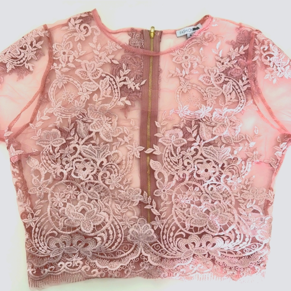 Fashion Nova Pink Lace Women Top